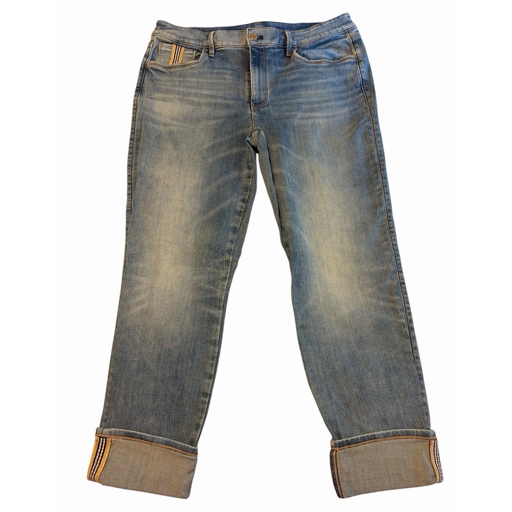 White House Black Market Women's The Slim Crop Mid Rise Cuffed Blue Jeans 12